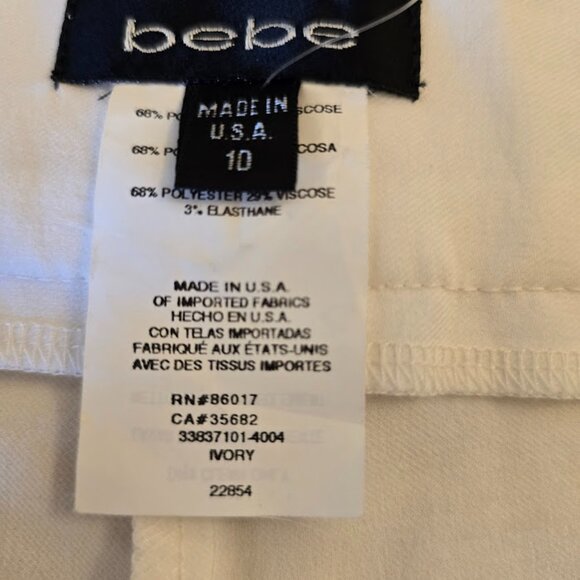 BEBE IVORY NWT PANTS SIZE 10 HAND SEWN SEQUIN  FORM TUXEDO STRIPE MADE USA - Picture 7 of 14